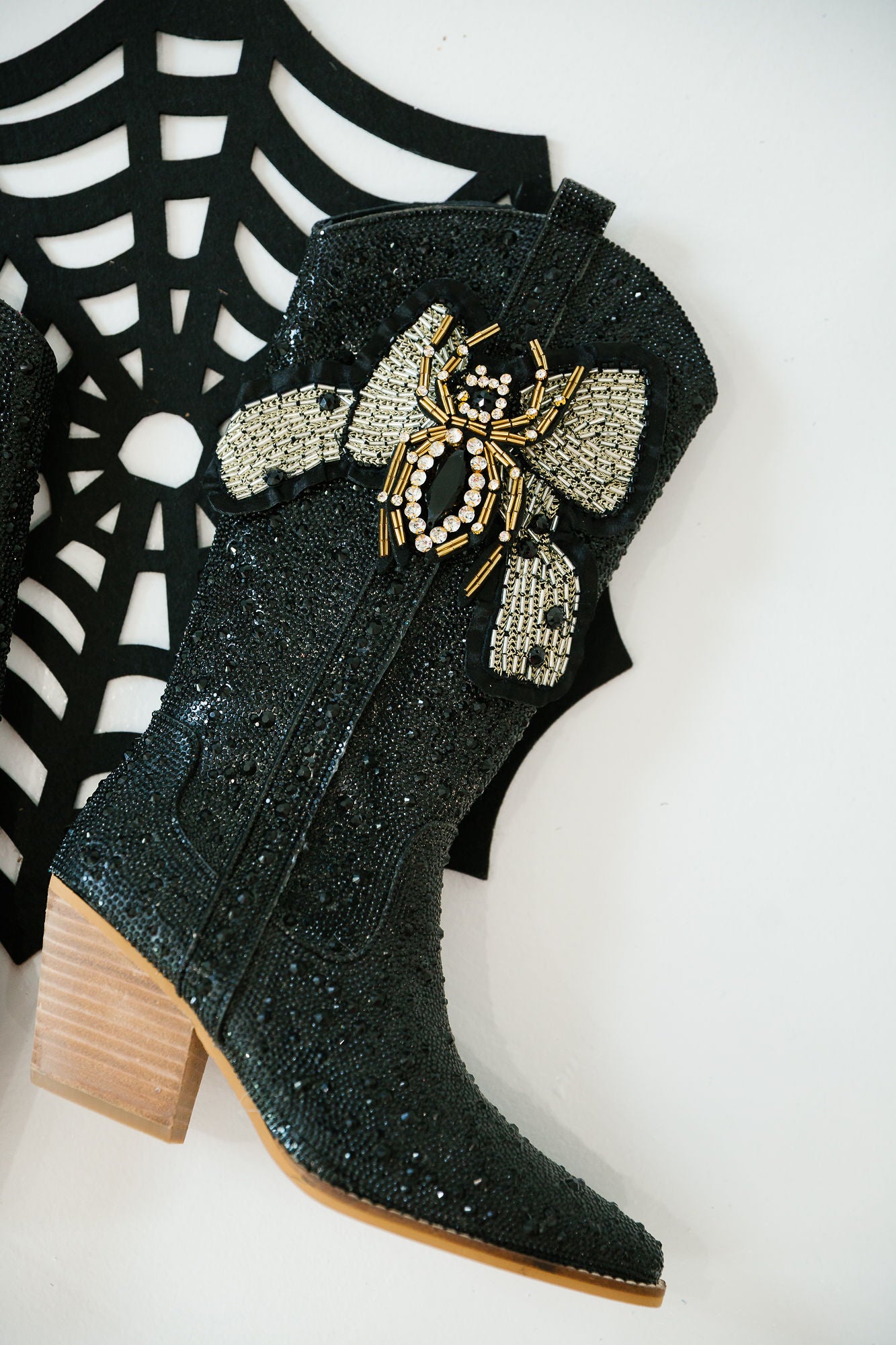 SPIDER QUEEN RHINESTONE BOOTS BOOTS Judith March