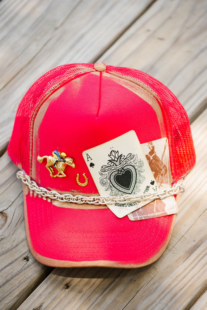 VINTAGE CARD RED TRUCKER HAT HAT Judith March