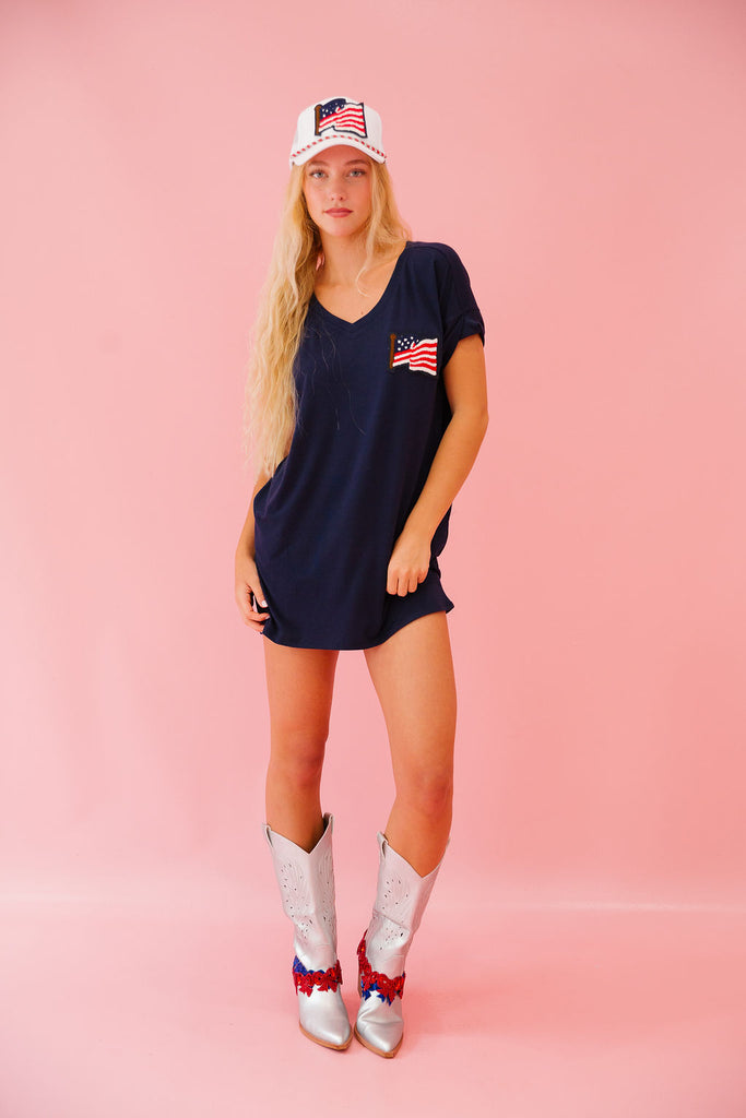 INDEPENDENCE DAY COVERUP WITH POCKETS DRESS Judith March