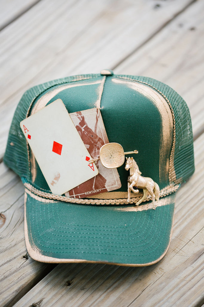 VINTAGE CARD GREEN STRUCTURED HAT HAT Judith March