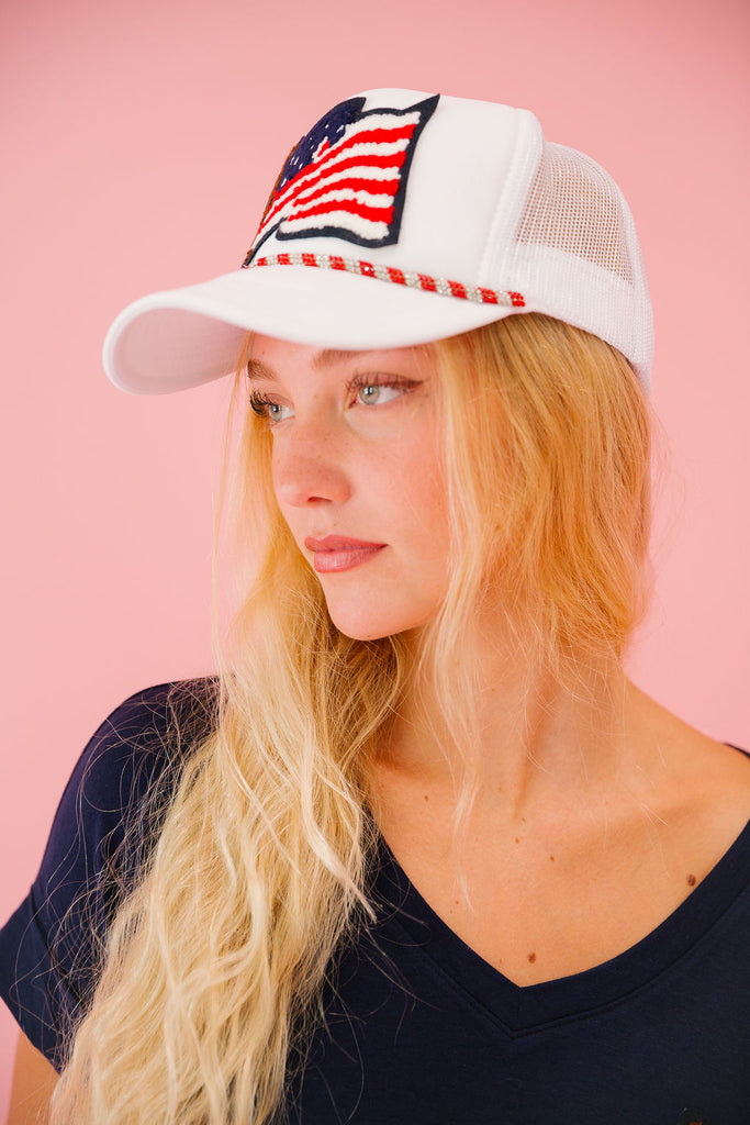 INDEPENDENCE DAY WHITE TRUCKER HAT TRUCKER HAT Judith March   