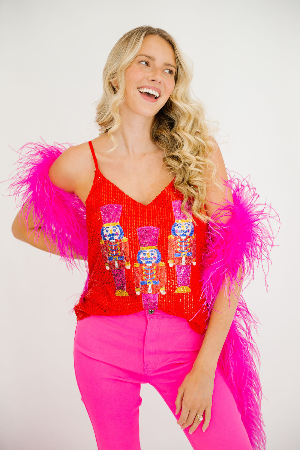 NUTCRACKER SEQUIN RED TANK TANK Judith March