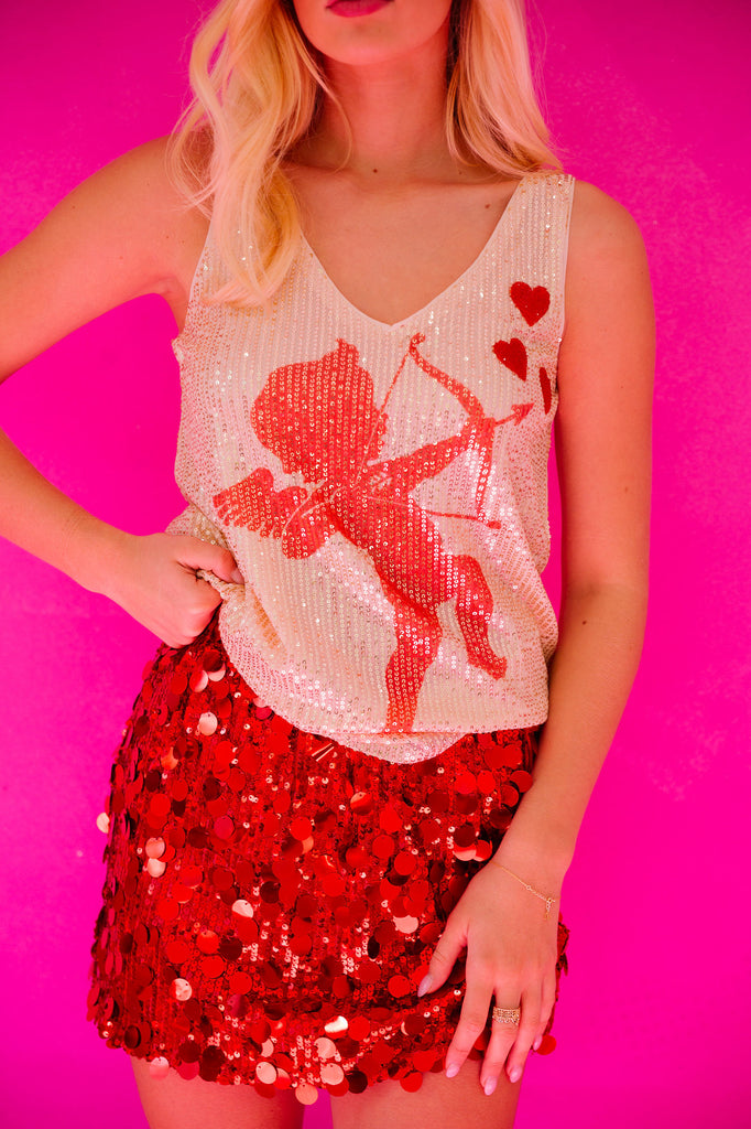 HIT BY CUPID SEQUIN TANK
