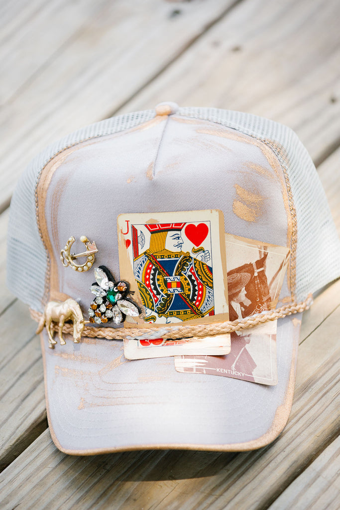 VINTAGE JOKER CARD GREY STRUCTURED HAT HAT Judith March