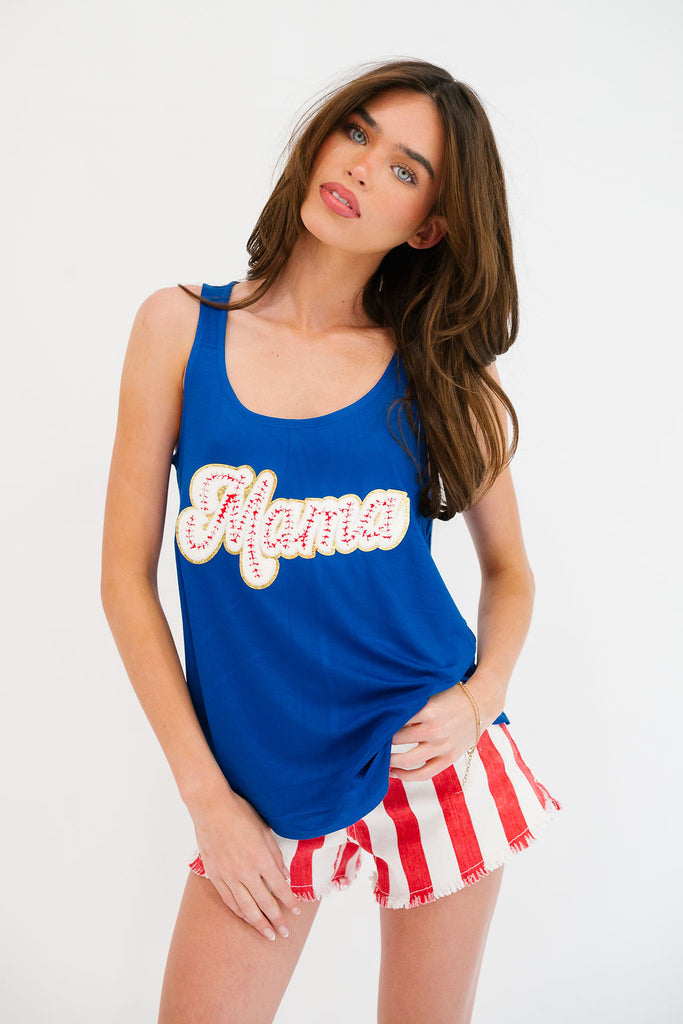 MAMA BASEBALL BLUE TANK TANK Judith March
