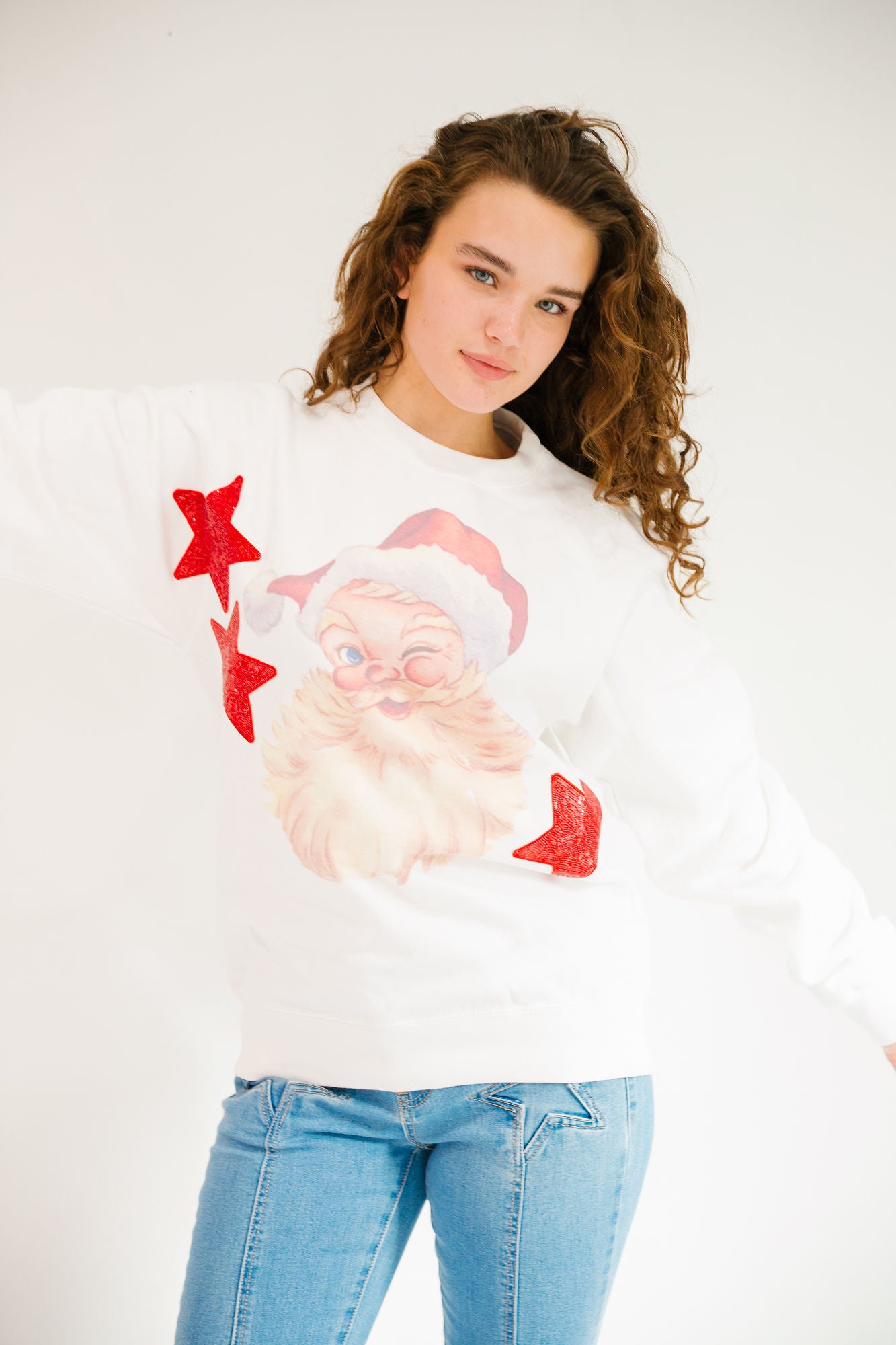 *JOLLY SANTA STAR WHITE PULLOVER - SMALL PULLOVER Judith March