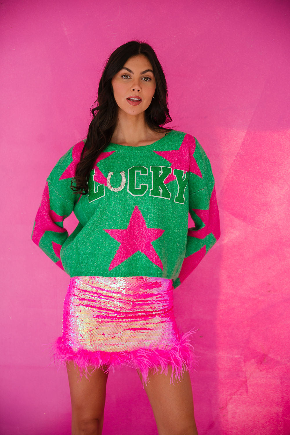 LUCKY HORSESHOE GREEN STAR SWEATER SWEATER Judith March
