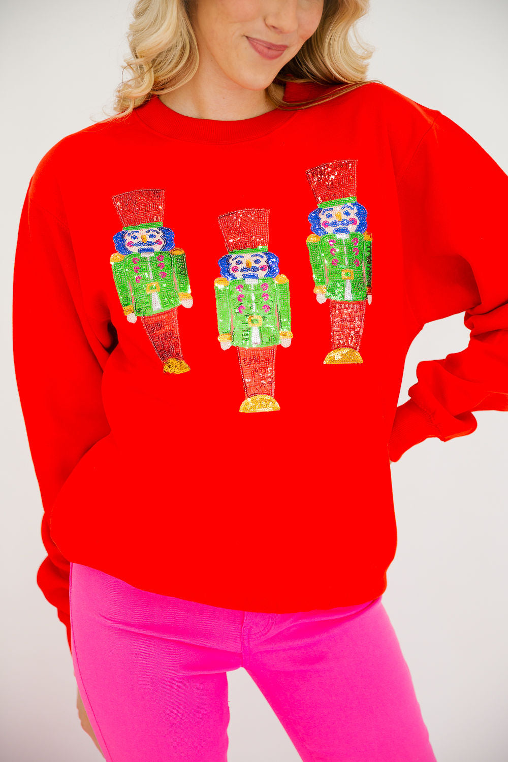 FESTIVE NUTCRACKER RED PULLOVER PULLOVER Judith March