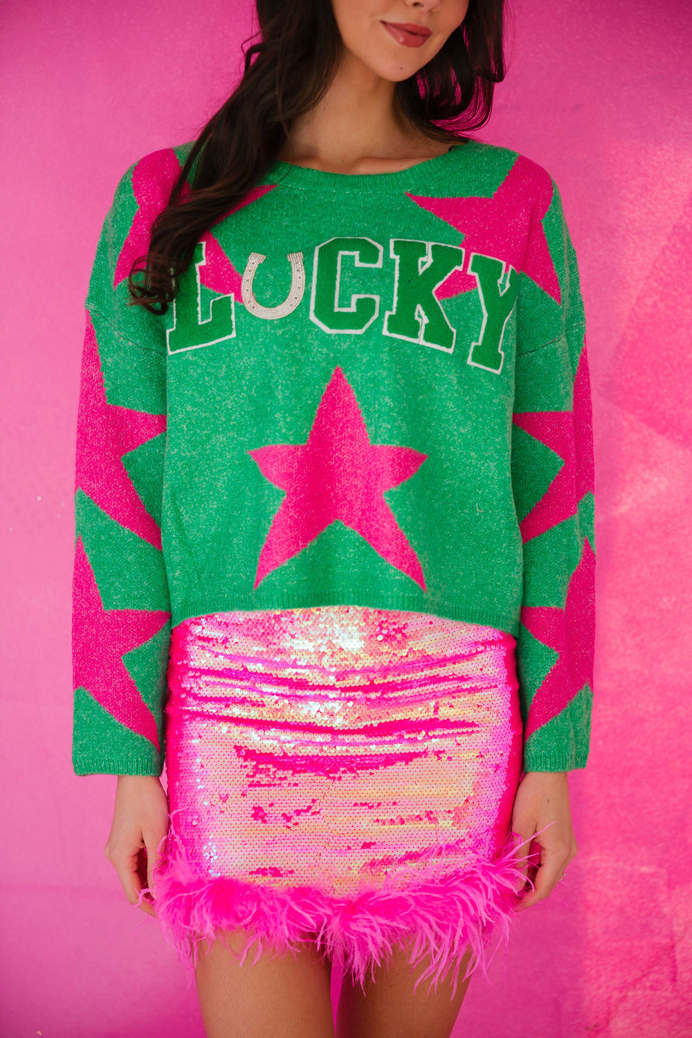 LUCKY HORSESHOE GREEN STAR SWEATER SWEATER Judith March
