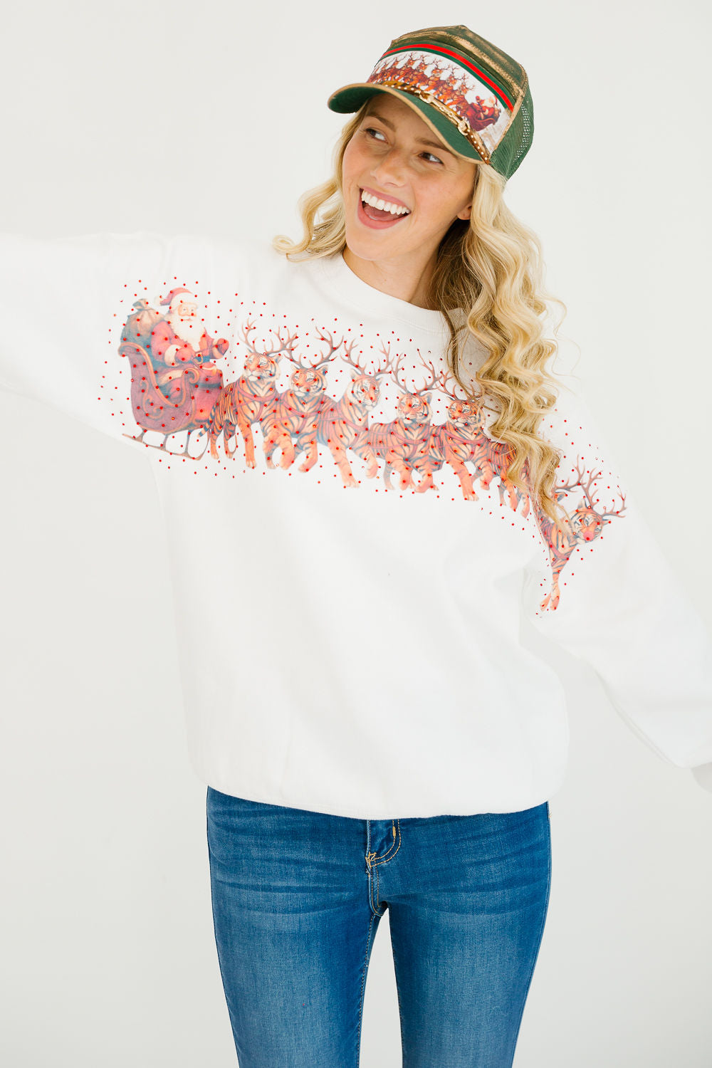 TIGER SLEIGH RHINESTONE PULLOVER PULLOVER Judith March