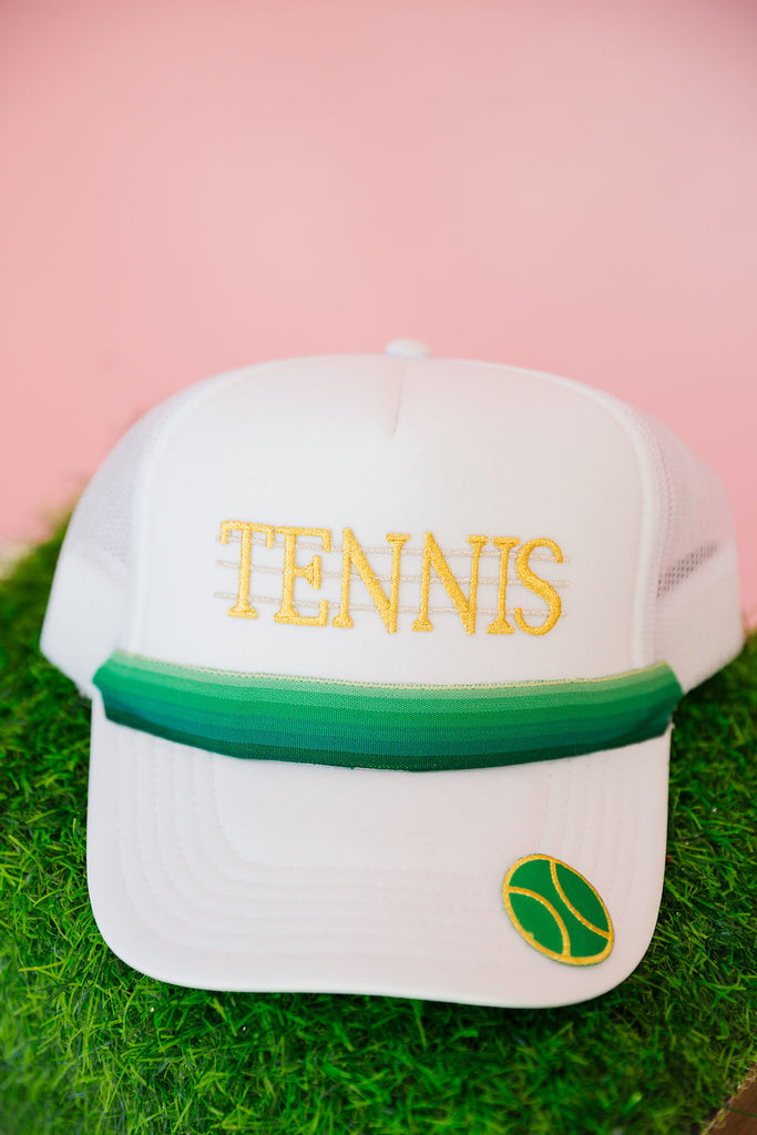TENNIS RIBBON WHITE TRUCKER HAT TRUCKER HAT Judith March   