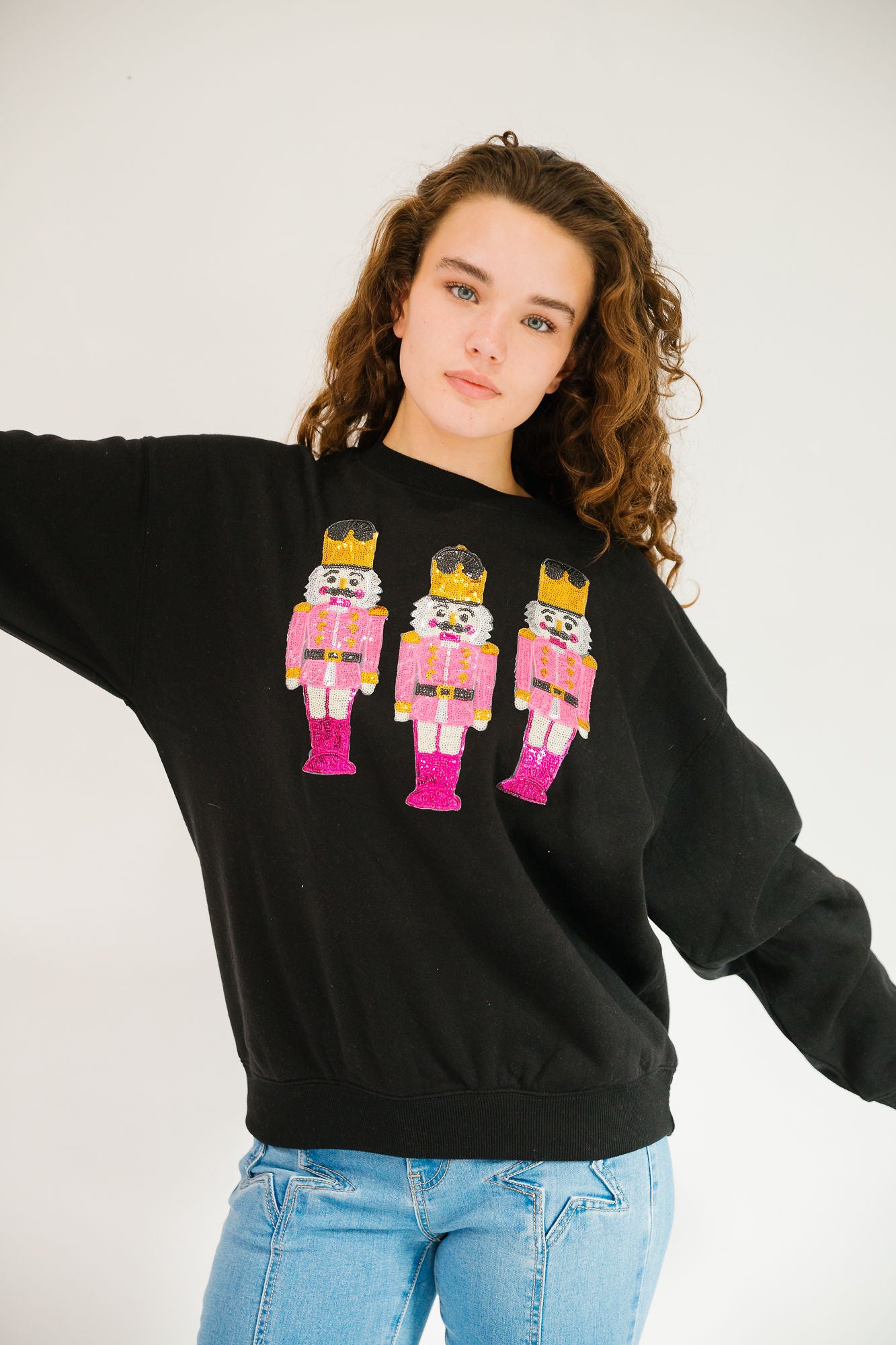 *PINK NUTCRACKER BLACK PULLOVER - SMALL PULLOVER Judith March