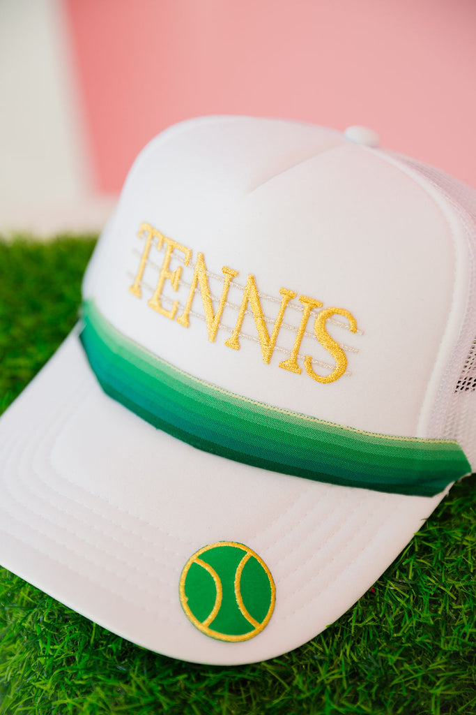 TENNIS RIBBON WHITE TRUCKER HAT TRUCKER HAT Judith March   