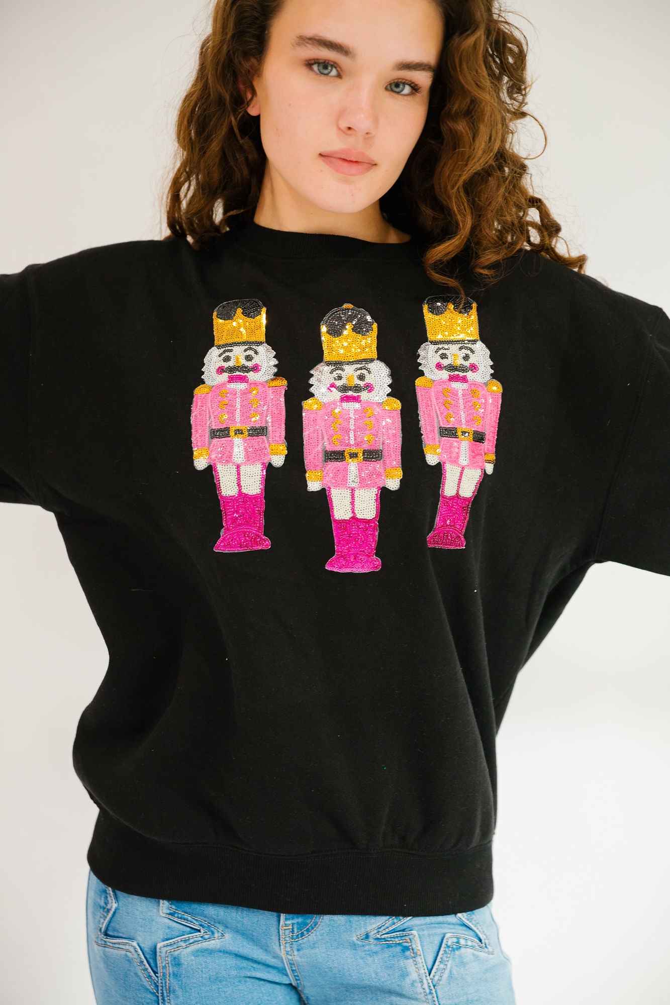 *PINK NUTCRACKER BLACK PULLOVER - SMALL PULLOVER Judith March