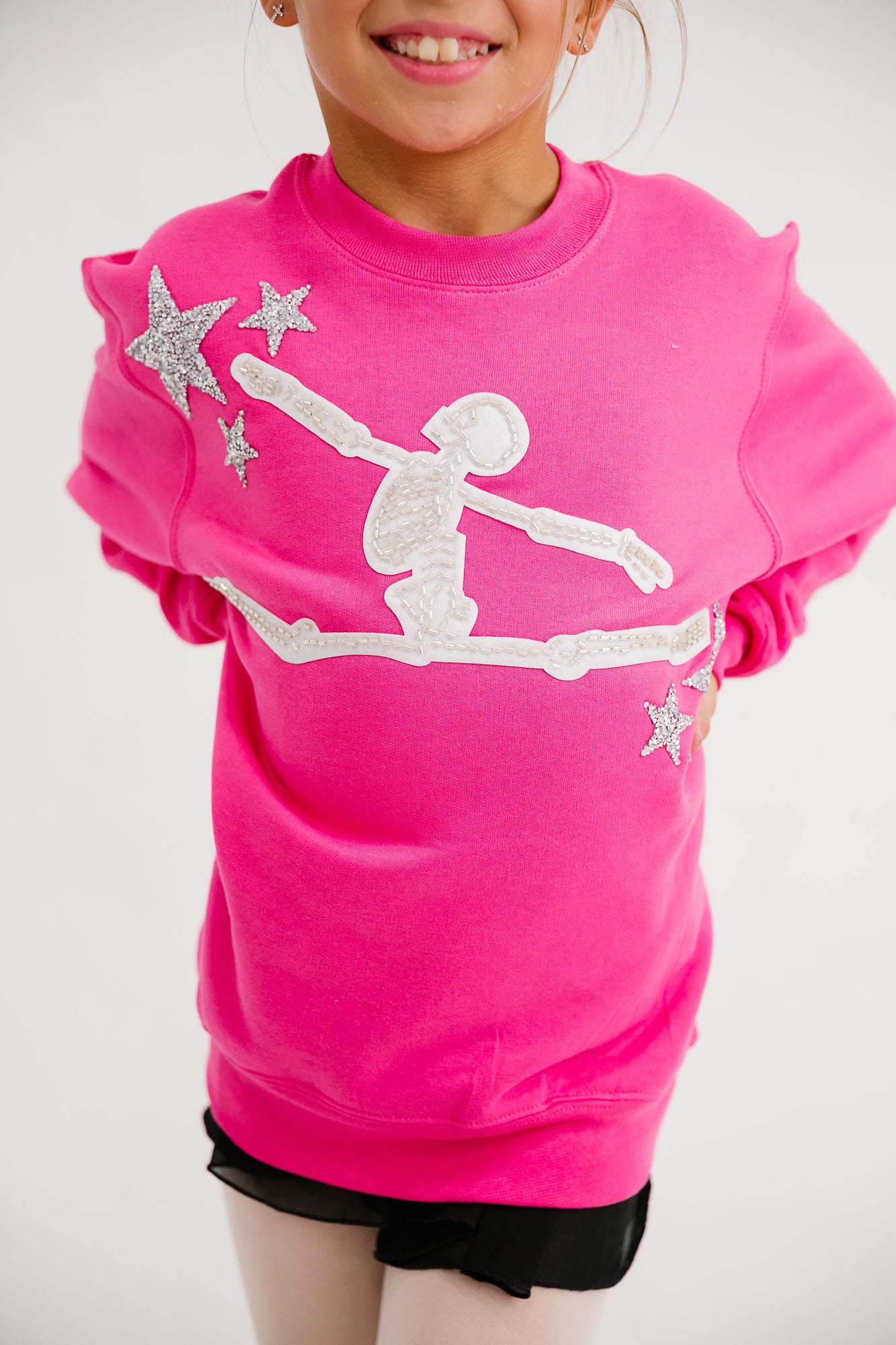 MINI KIDS DANCING SKELETON PINK PULLOVER PULLOVER Judith March