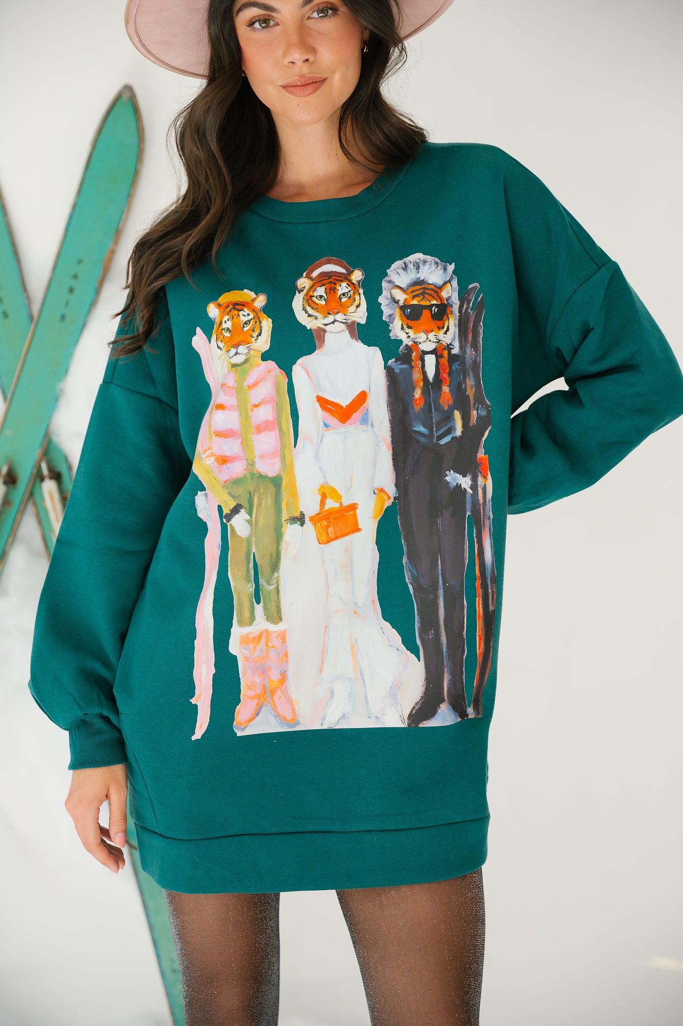 STRIPES & SLOPES GREEN PULLOVER DRESS DRESS Judith March