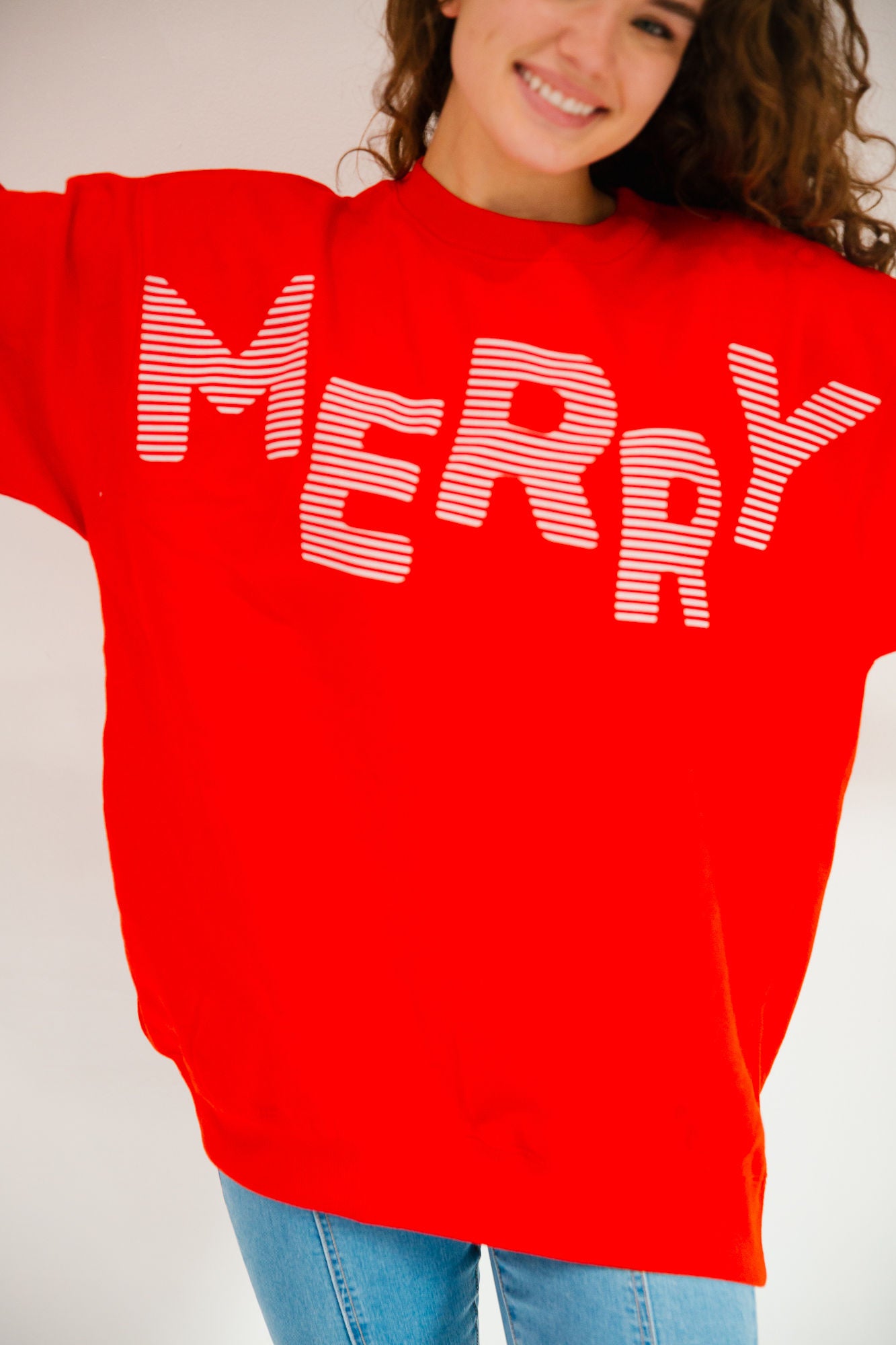 *MERRY STRIPED RED PULLOVER - LARGE PULLOVER Judith March