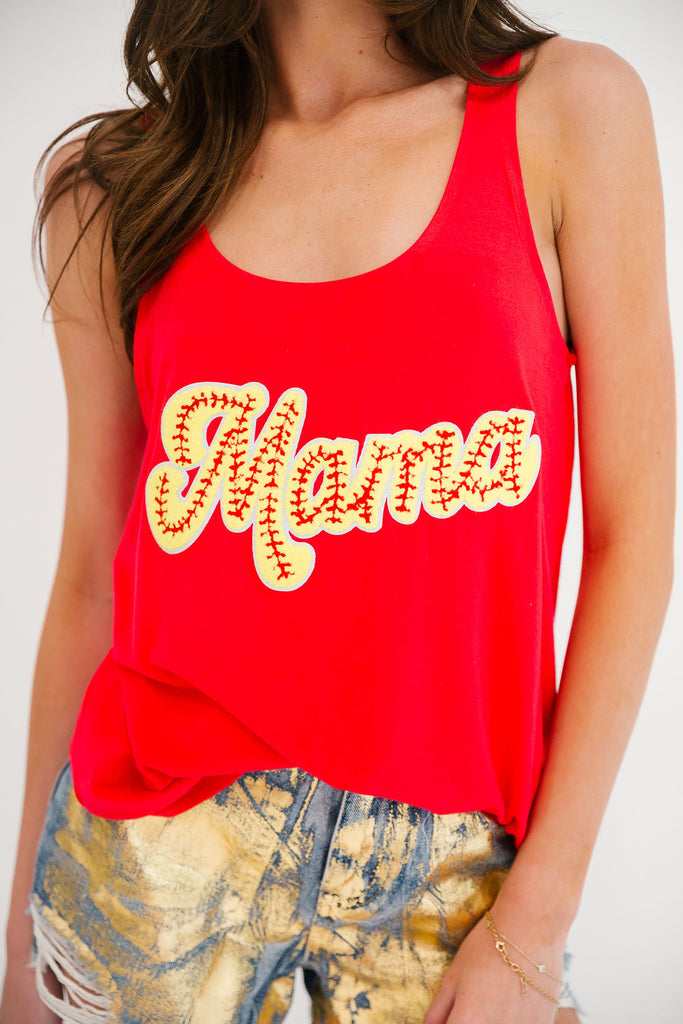 MAMA SOFTBALL RED TANK TANK Judith March