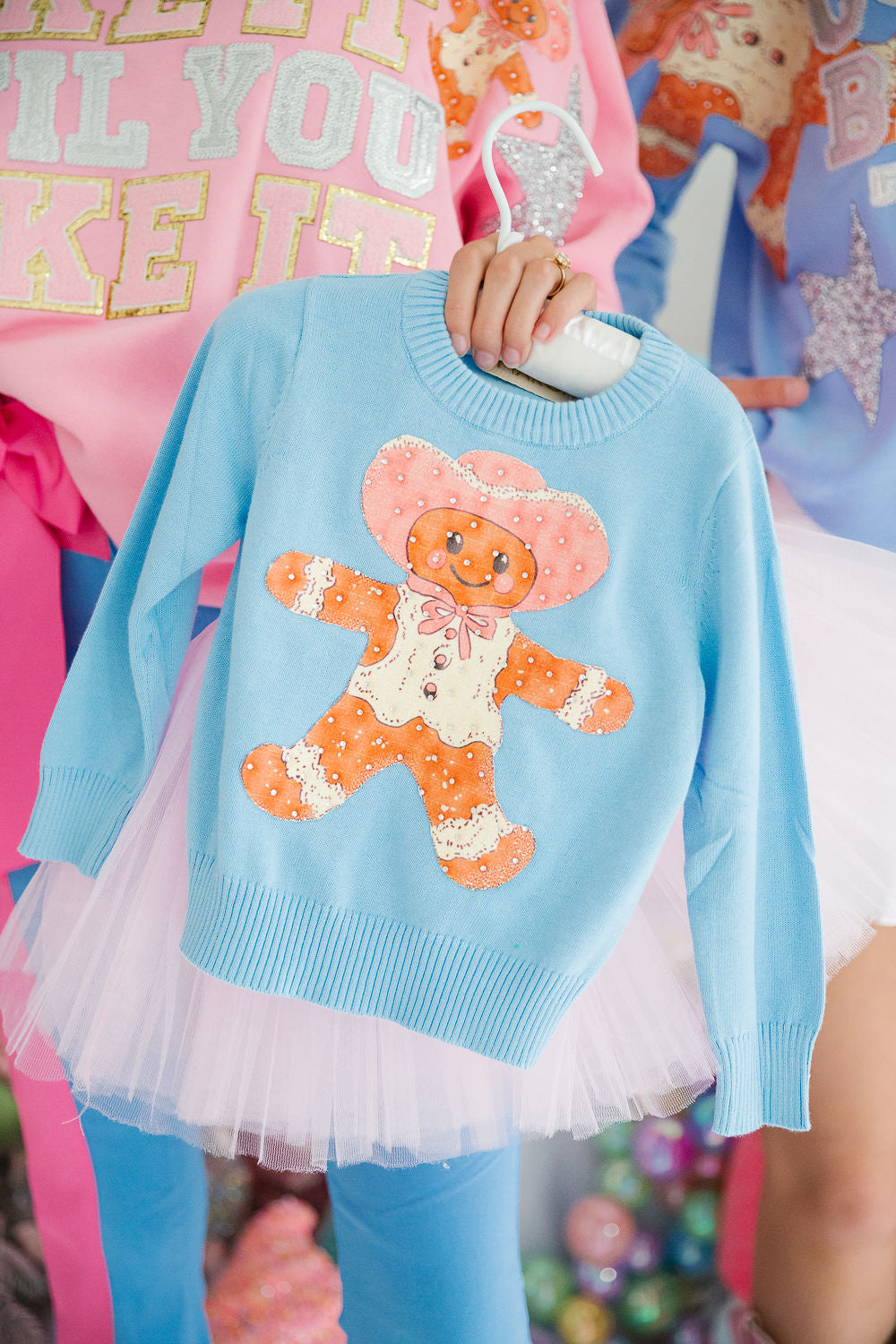 MINI KIDS HOWDY GINGERBREAD BLUE SWEATER SWEATER Judith March