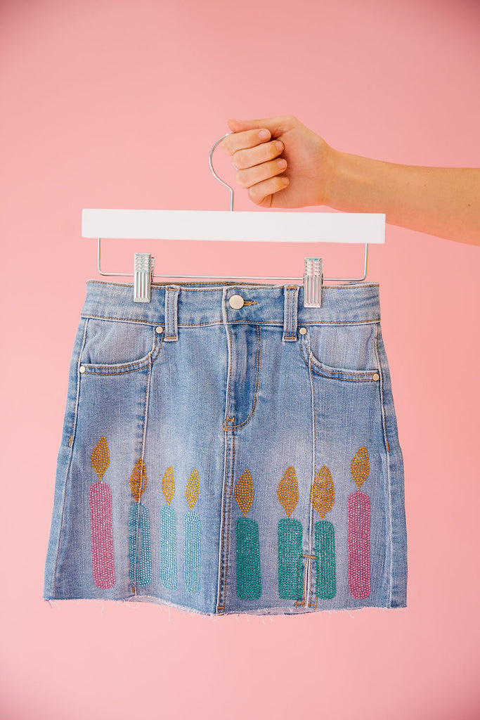 MINI KIDS BIRTHDAY CANDLES DENIM SKIRT SKIRT Judith March   