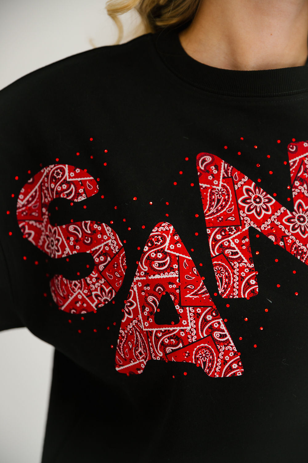 SANTA RHINESTONE BLACK PULLOVER PULLOVER Judith March