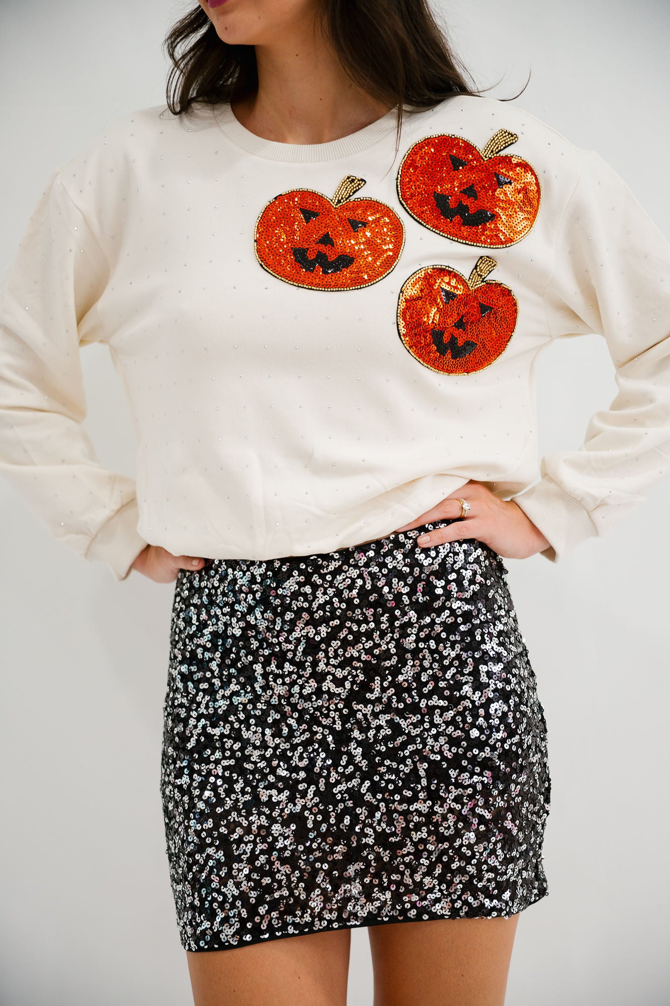STAY SPOOKY BEJEWELED PULLOVER PULLOVER Judith March