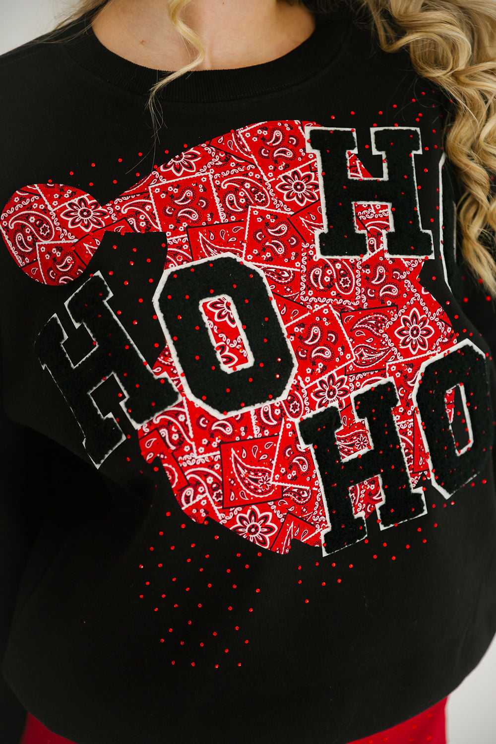 HO HO HO RHINESTONE BLACK PULLOVER PULLOVER Judith March