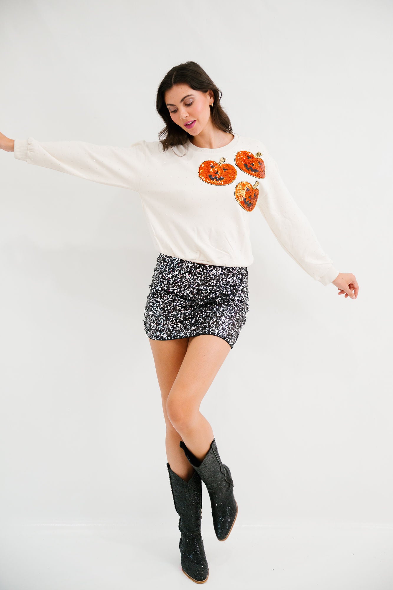 STAY SPOOKY BEJEWELED PULLOVER PULLOVER Judith March