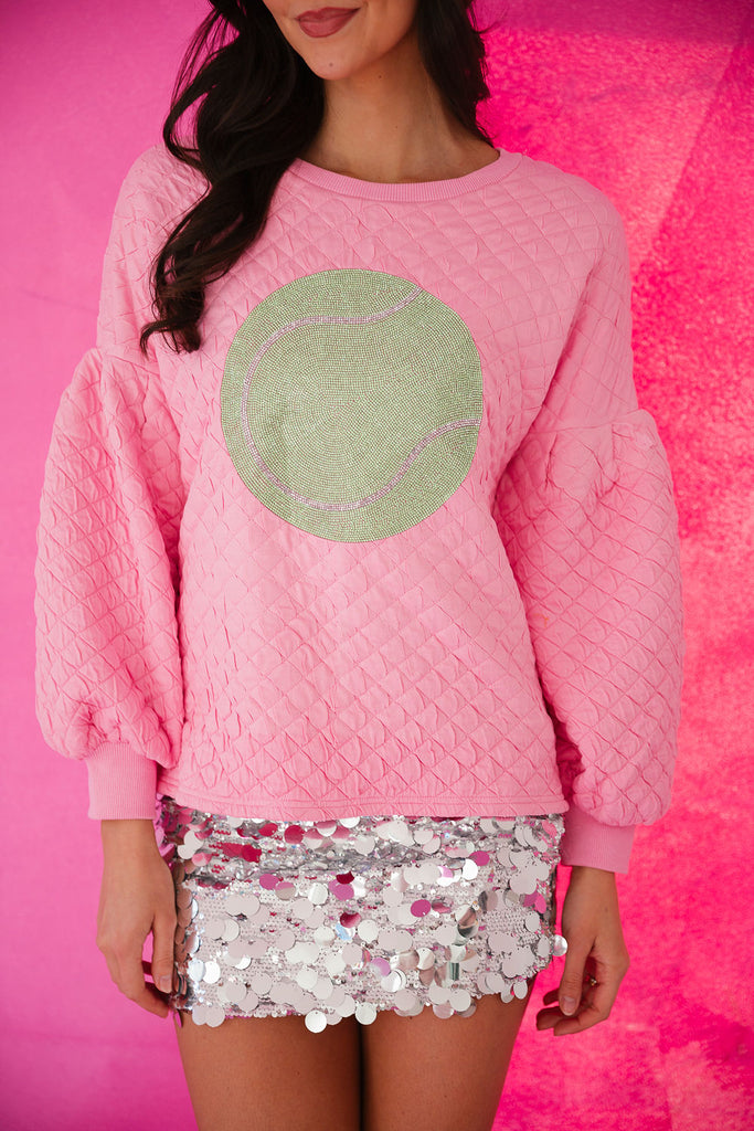 TENNIS PINK QUILTED PULLOVER