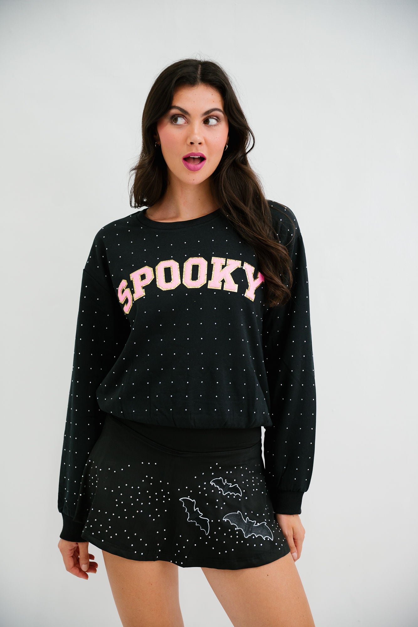 SPOOKY SPARKLE BLACK PULLOVER PULLOVER Judith March