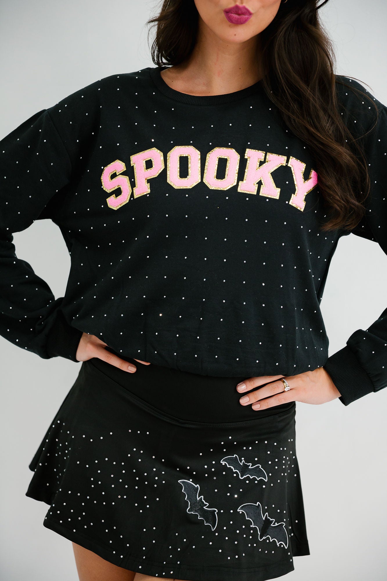 SPOOKY SPARKLE BLACK PULLOVER PULLOVER Judith March