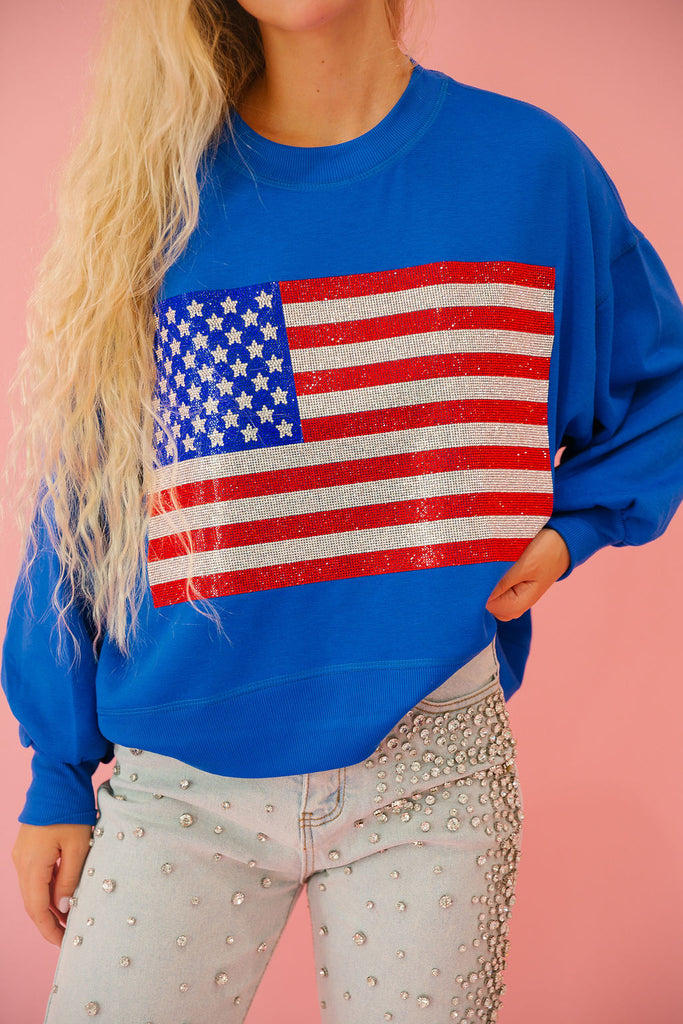 RHINESTONE FLAG ROYAL PULLOVER pullover Judith March