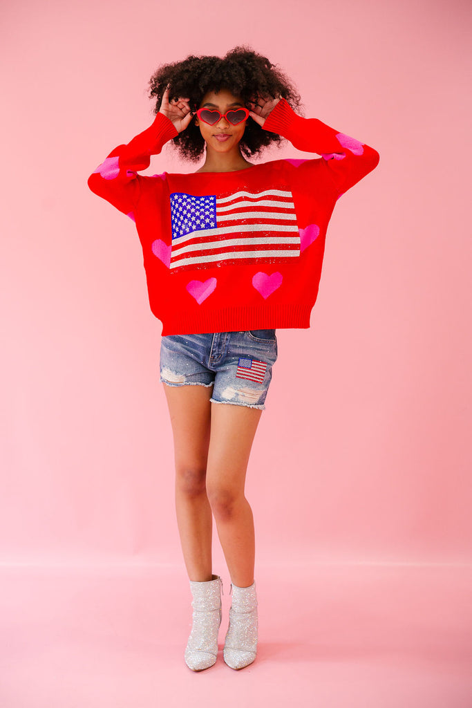 LET FREEDOM RING RED HEART SWEATER (PRE-ORDER) SWEATER Judith March