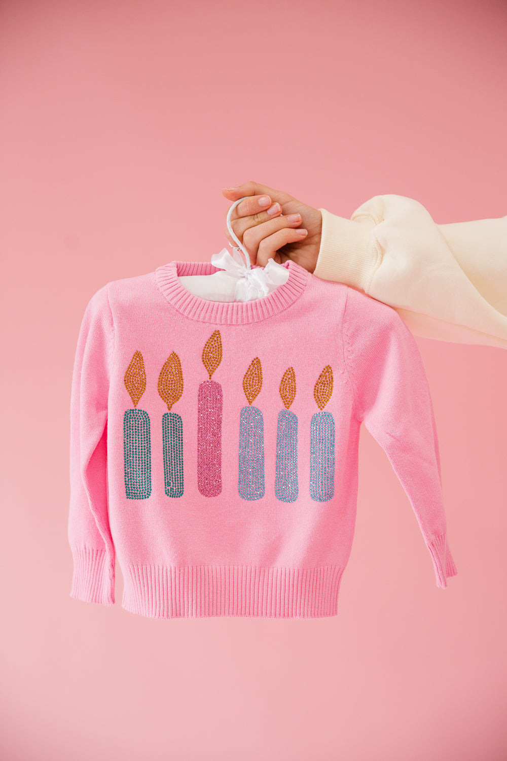*MINI KIDS BIRTHDAY CANDLES PINK SWEATER - 12-18M PULLOVER Judith March