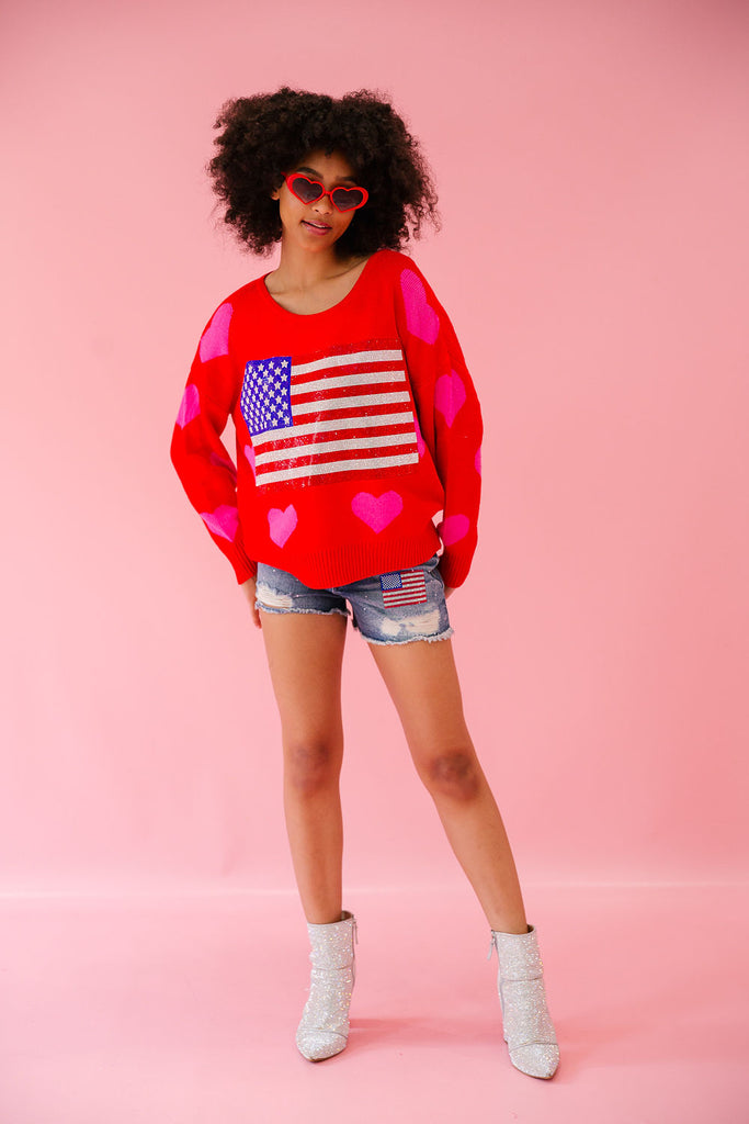 LET FREEDOM RING RED HEART SWEATER (PRE-ORDER) SWEATER Judith March