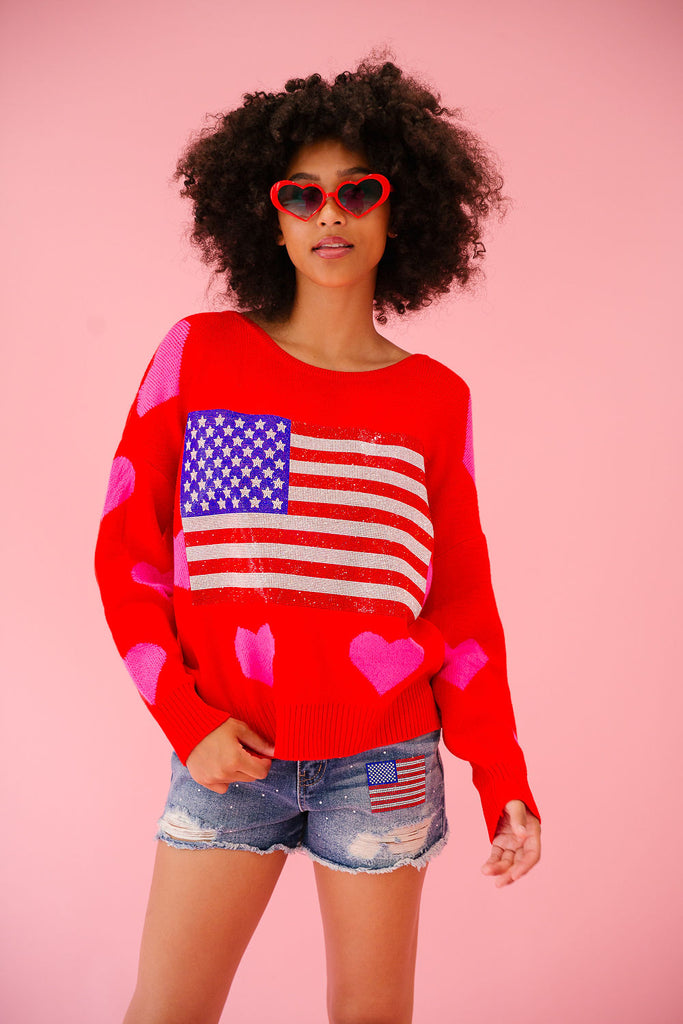 LET FREEDOM RING RED HEART SWEATER (PRE-ORDER) SWEATER Judith March