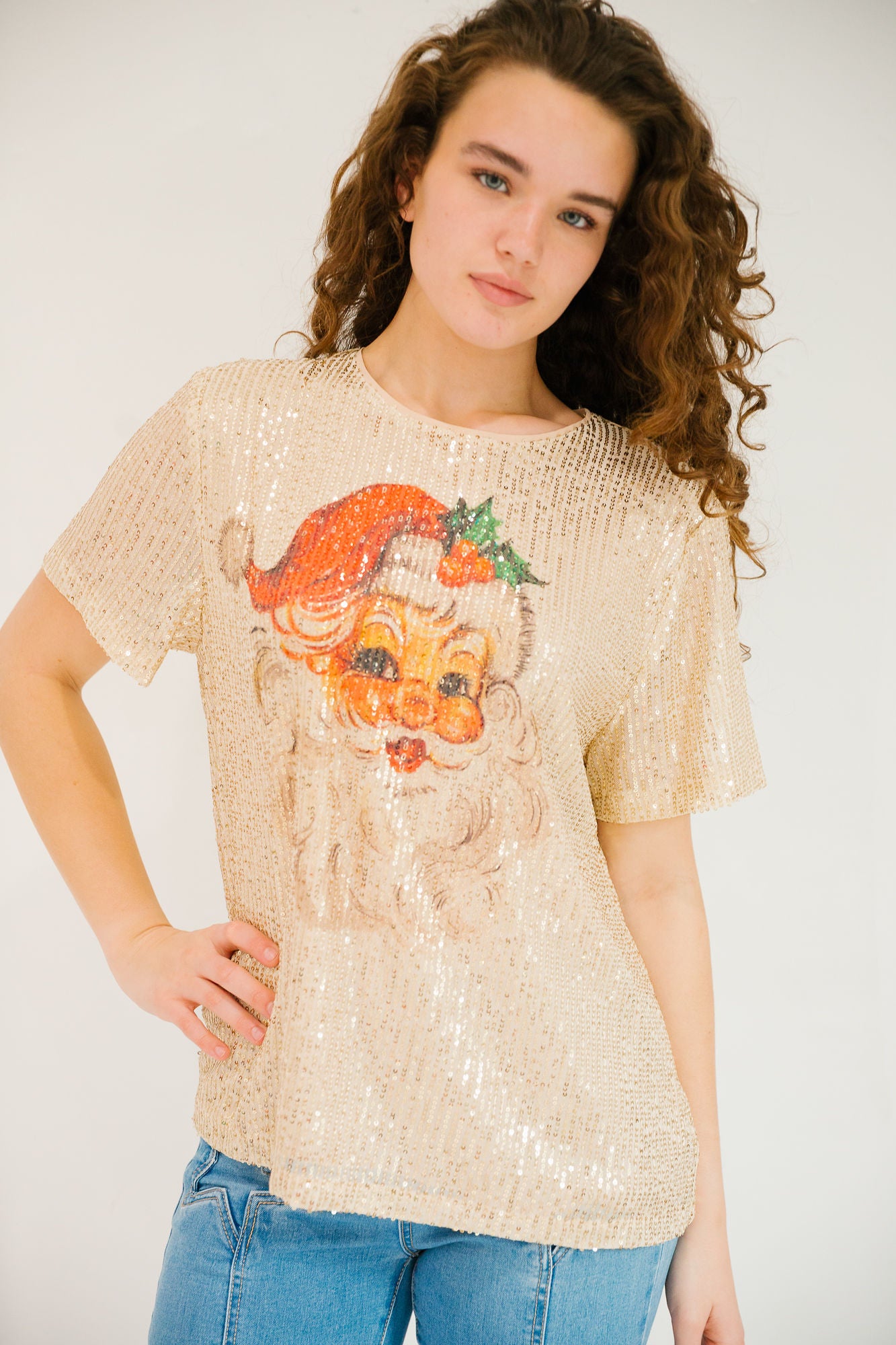 *SANTA MISTLETOE SEQUIN TOP - MULTIPLE SIZES PULLOVER Judith March