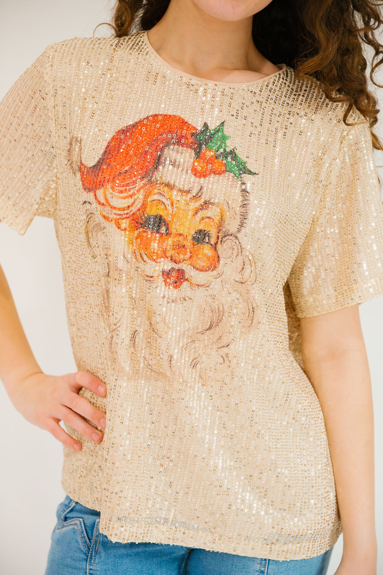 *SANTA MISTLETOE SEQUIN TOP - MULTIPLE SIZES PULLOVER Judith March