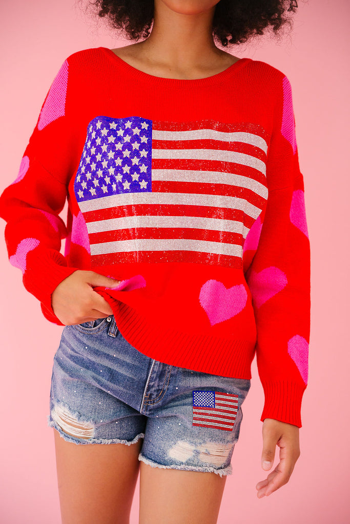 LET FREEDOM RING RED HEART SWEATER (PRE-ORDER) SWEATER Judith March