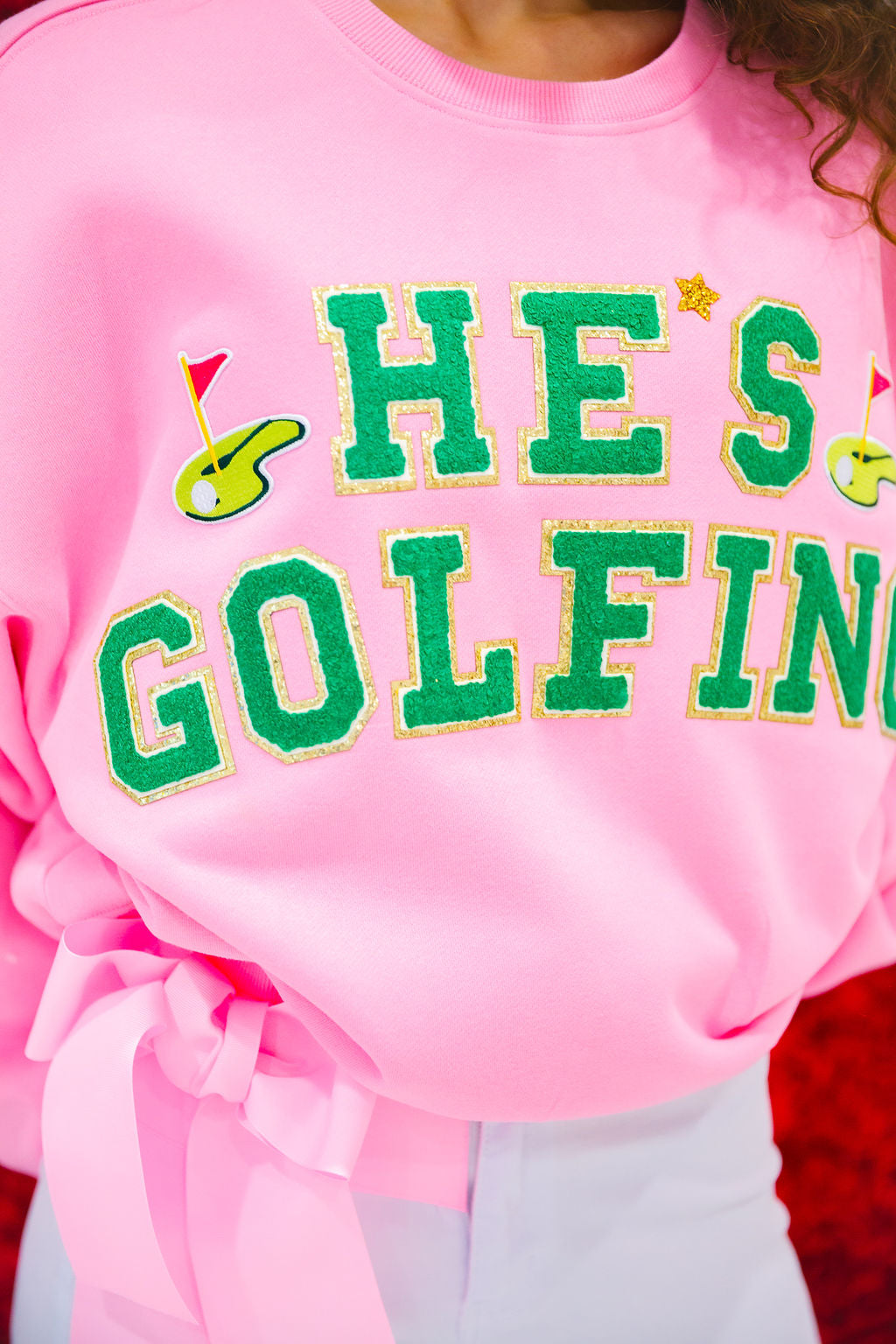 HE'S GOLFING PINK PULLOVER
