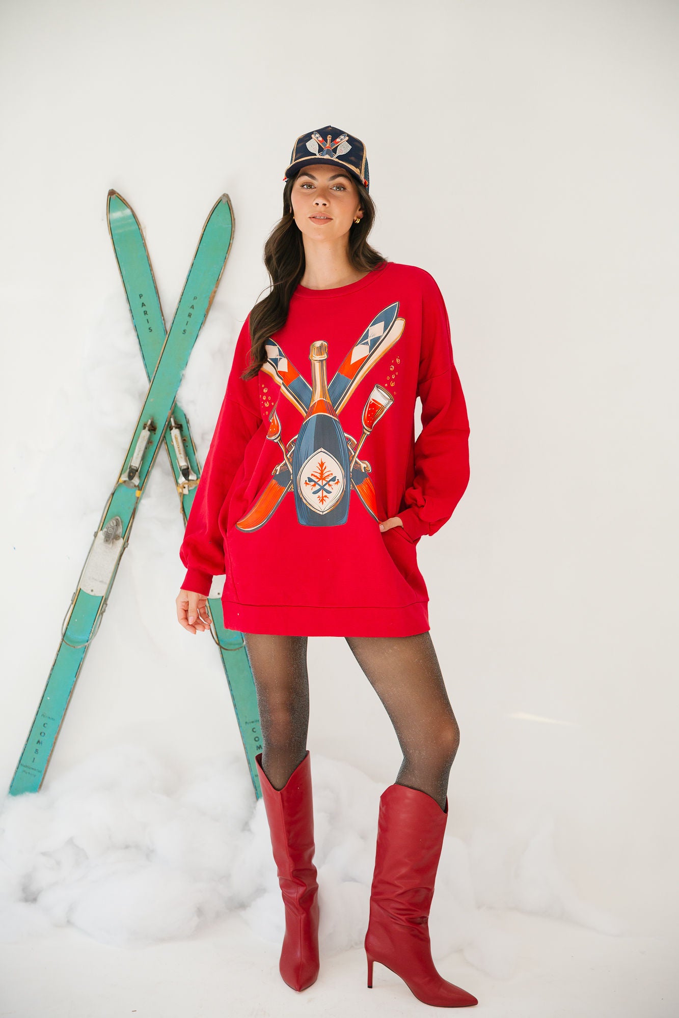 SKI CLUB RED PULLOVER DRESS DRESS Judith March