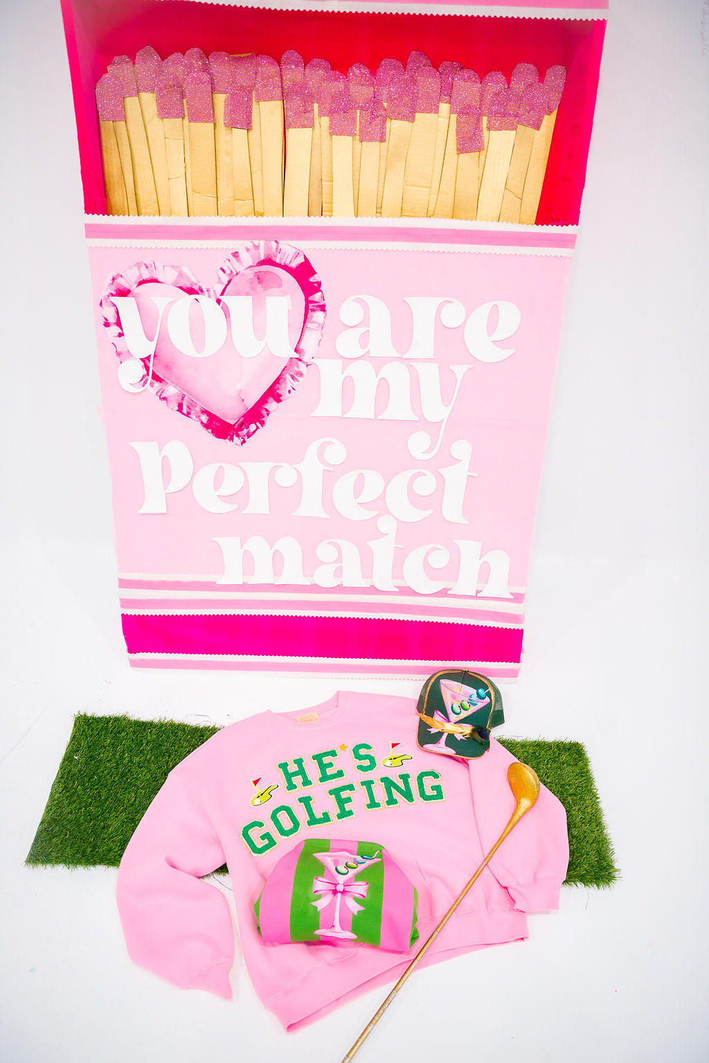 HE'S GOLFING PINK PULLOVER