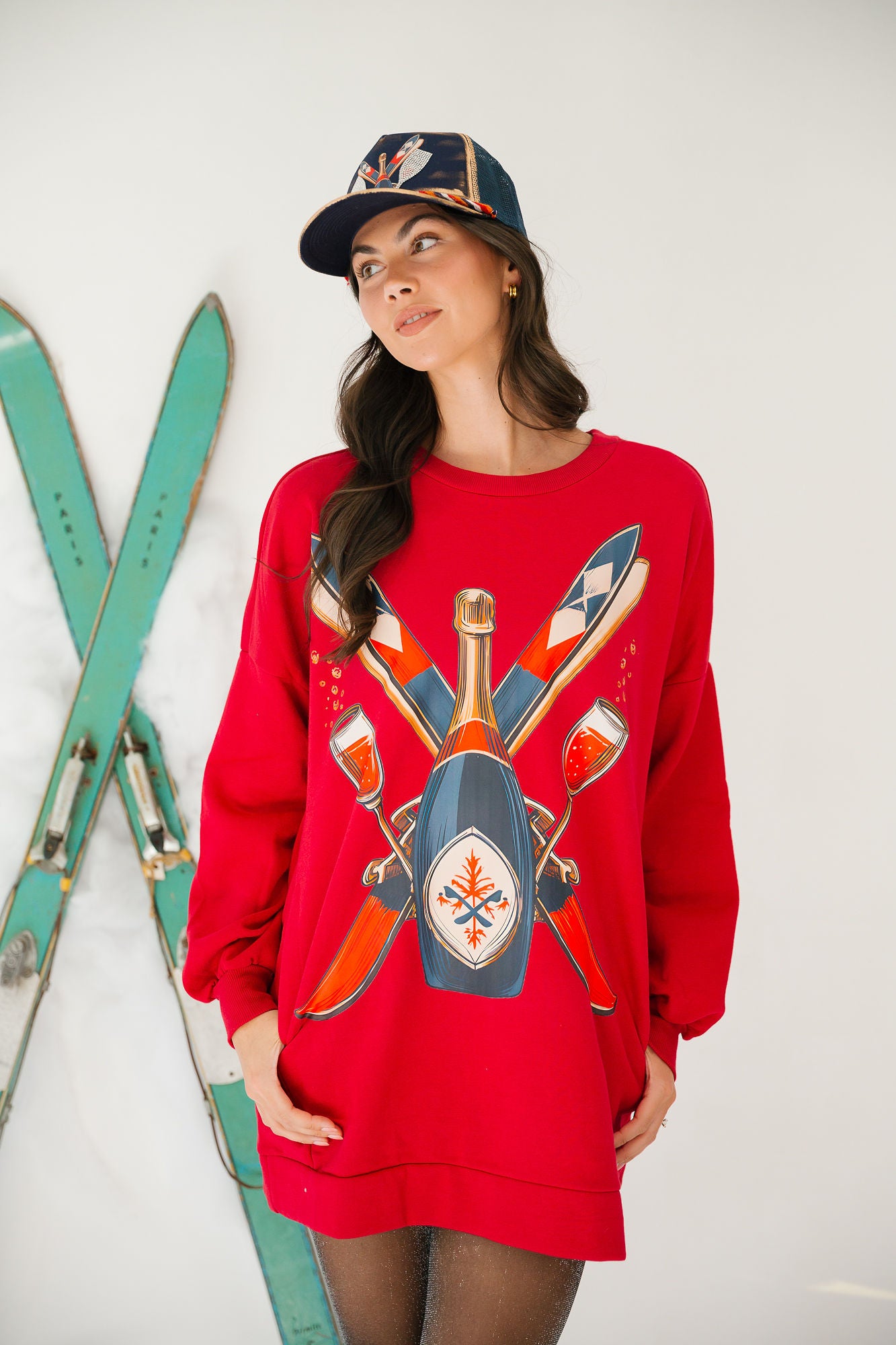SKI CLUB RED PULLOVER DRESS DRESS Judith March