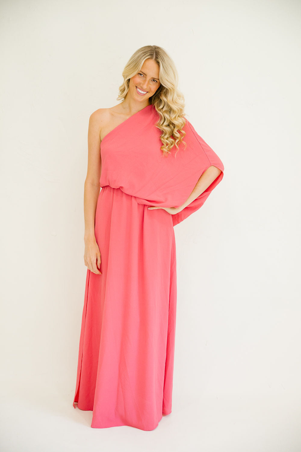*CORAL ONE-SHOULDER MAXI DRESS - SMALL DRESS Judith March