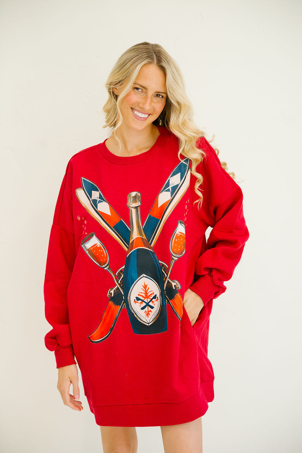 *SKI CLUB RED PULLOVER DRESS - L/XL DRESS Judith March
