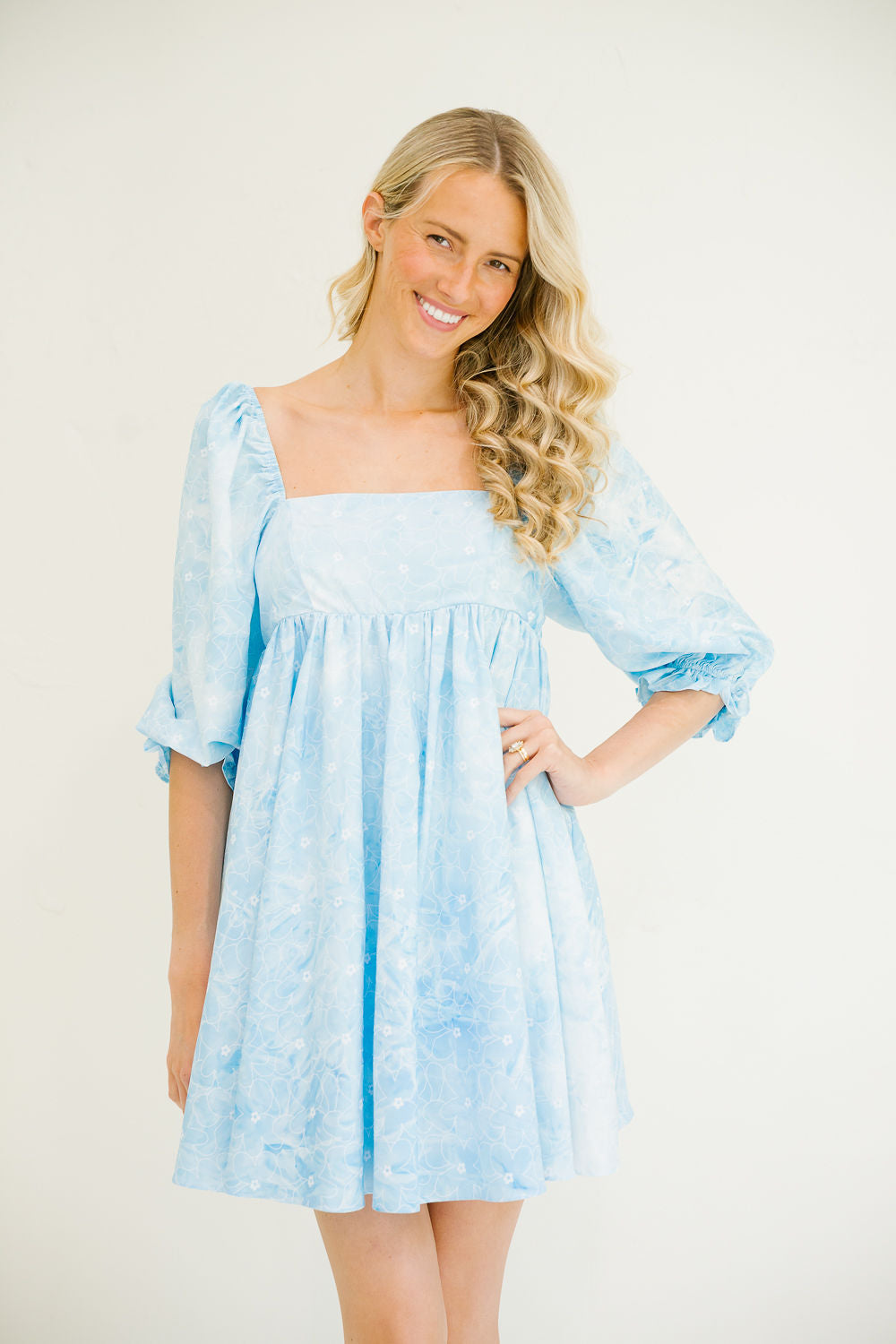 *BLUE WATERCOLOR BABYDOLL DRESS - SMALL DRESS Judith March