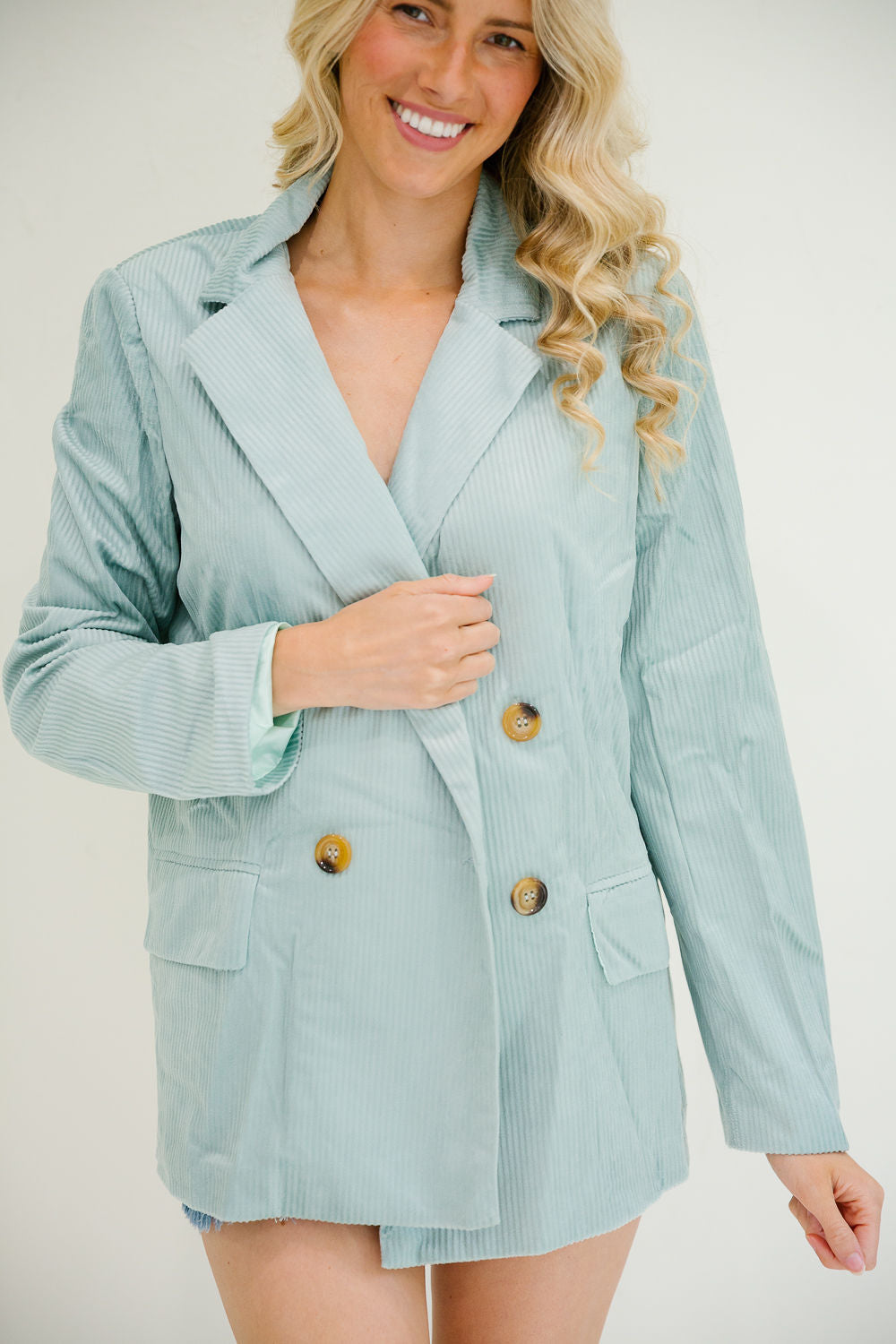 *BLUE CORDUROY BLAZER - LARGE PULLOVER Judith March
