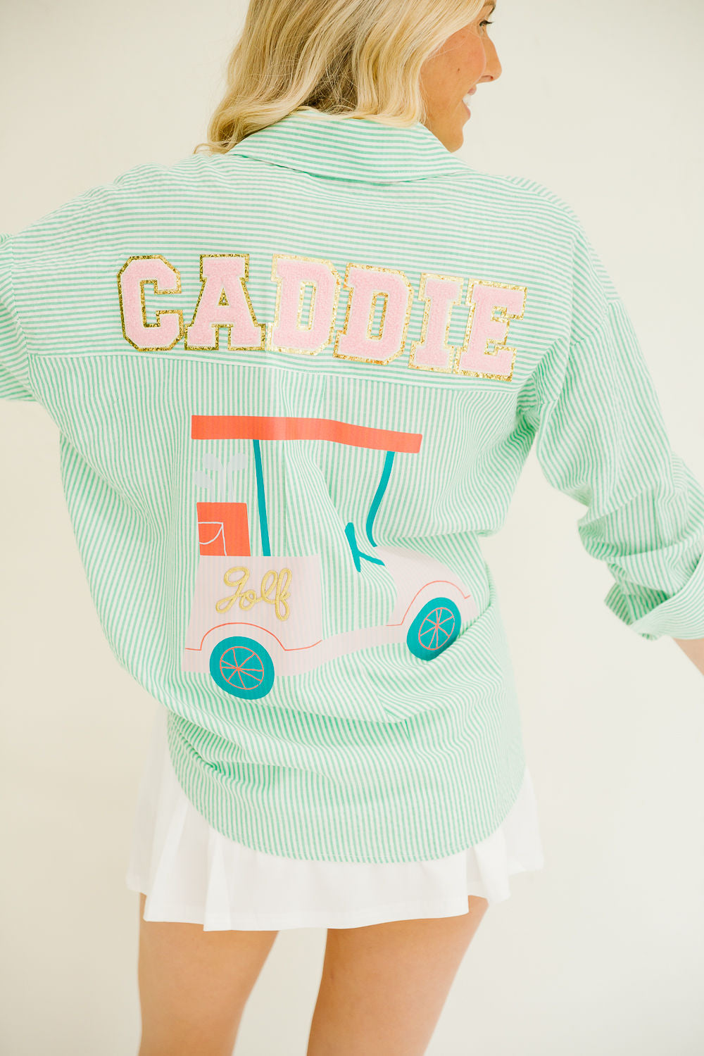 CADDIE GREEN STRIPED BUTTON DOWN TOP Judith March