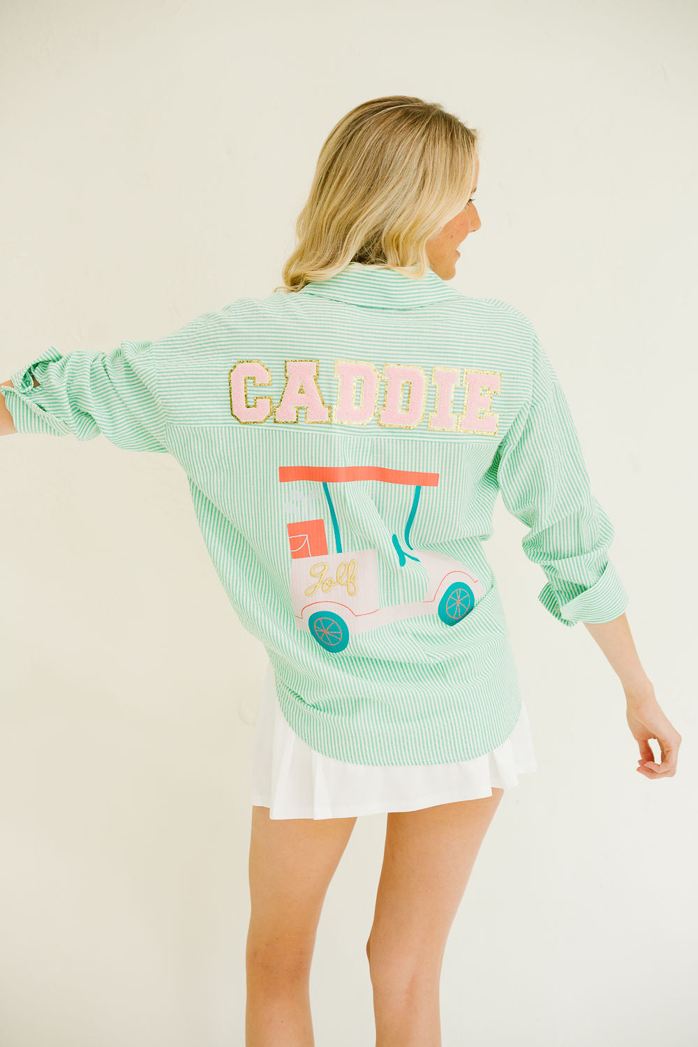 CADDIE GREEN STRIPED BUTTON DOWN TOP Judith March