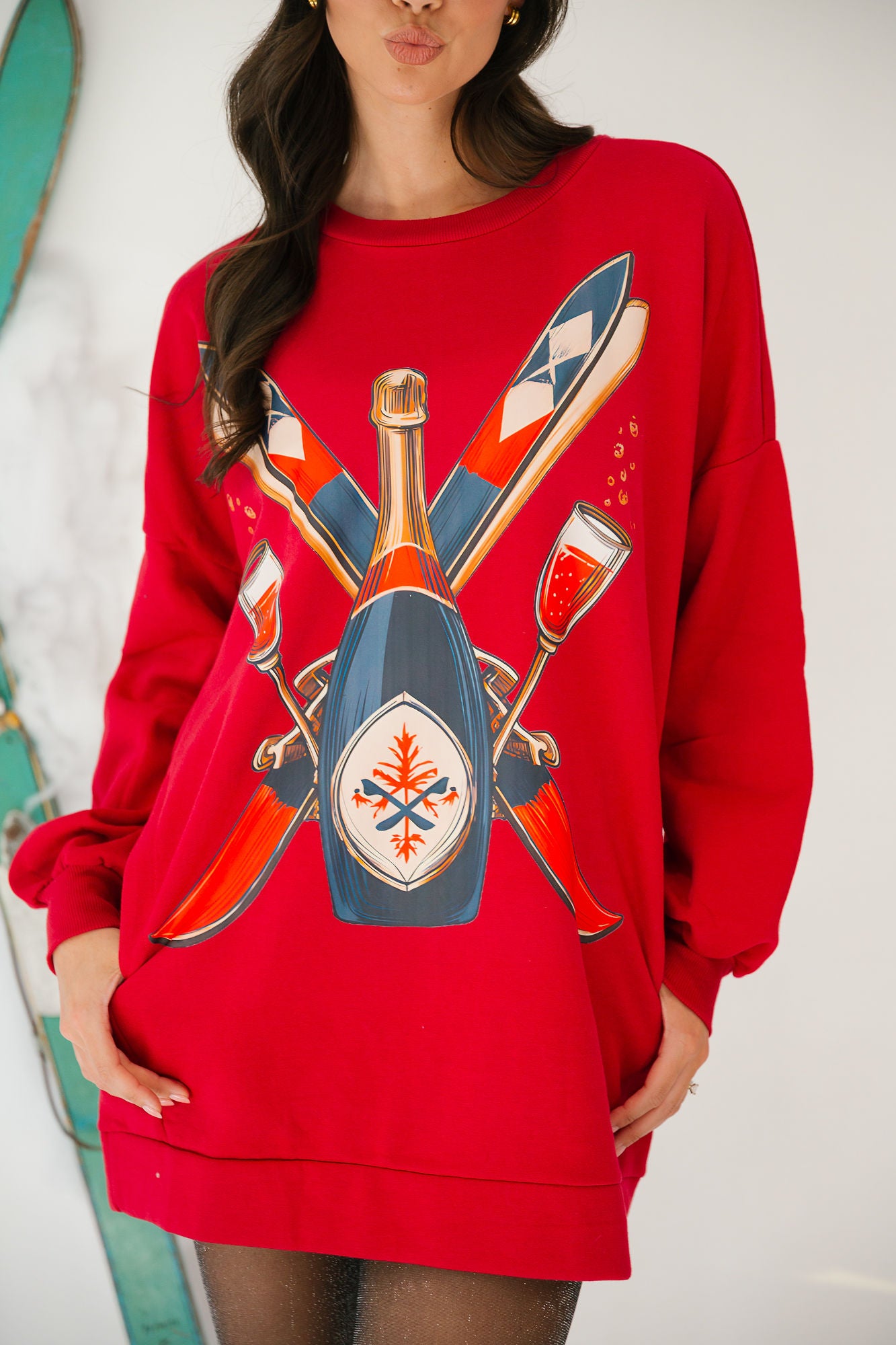 SKI CLUB RED PULLOVER DRESS DRESS Judith March